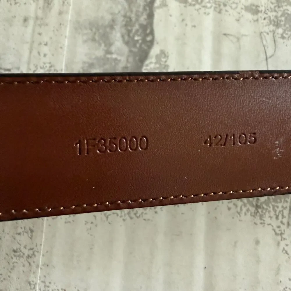 Farah Mens Brown Bonded Leather 42/105 Belt Gold Tone Buckle Heritage Workwear